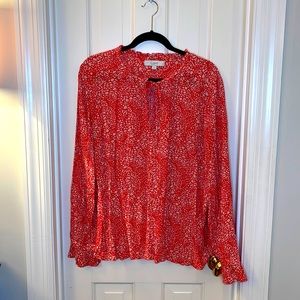 LOFT Red & khaki print blouse